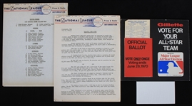 1953-70 MLB All Star Game Memorabilia Collection - Lot of 3 w/ 1953 Game Notes & 1970 Gillette Voting Display