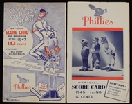 1944-77 Philadelphia Phillies Scorecard & Program Collection - Lot of 5 w/ Shibe Park and 1977 NLCS