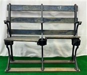 1913-57 Brooklyn Dodgers Ebbets Field Wooden Stadium Seats - Lot of 2 (MEARS LOA)