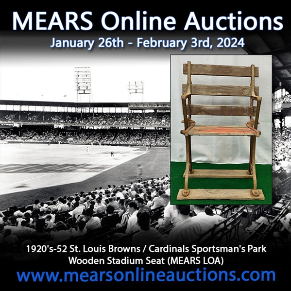 1920s-52 St. Louis Browns / Cardinals Sportsmans Park Wooden Stadium Seat (MEARS LOA)
