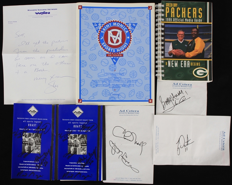 1990s Sports Publications & Signed Items - Lot of 8 w/ Ray Nitschke, Johnny Unitas, Chuck Noll, Oscar Robertson, Herb Adderley & More