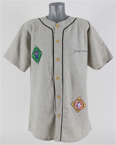 2000s Hank Aaron Signed Negro League Baseball Museum Flannel Jersey (Beckett)