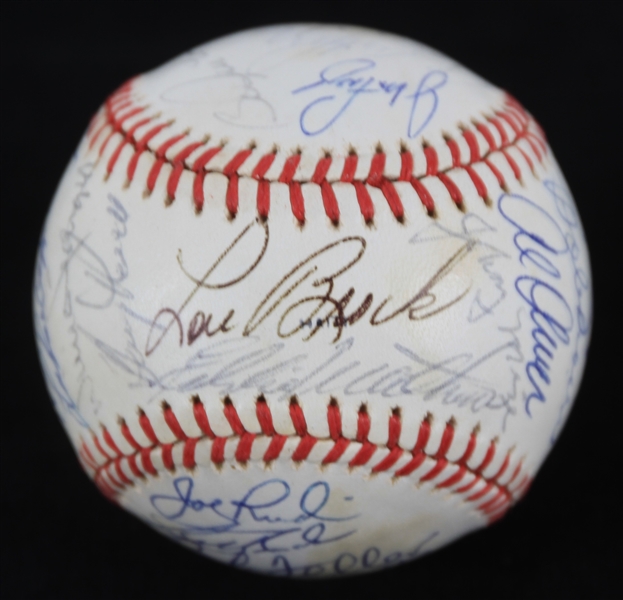 1989 Bob Feller Cleveland Indians Lou Brock and Bob Gibson St. Louis Cardinals and More Autographed ASG ROMLB (JSA)