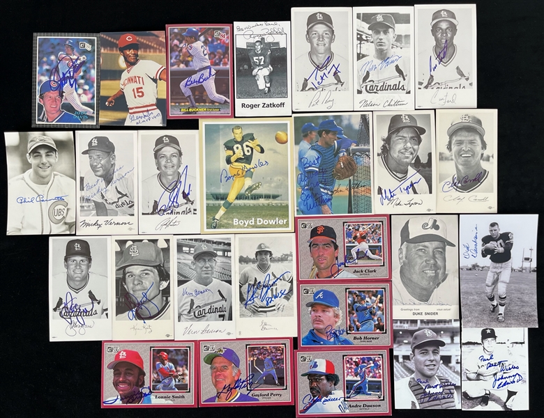 1950s-80s Roger Zatkoff Detroit Lions Boyd Dowler Green Bay Packers Andre Dawson Montreal Expos and More Autographed Photos and Cards (Lot of 27)