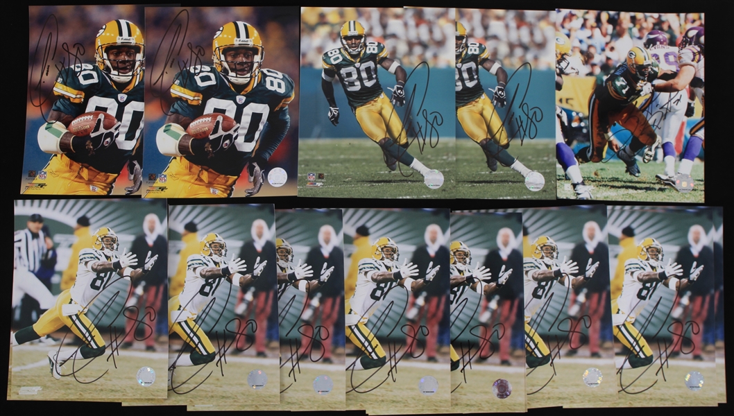 1996-2012 Santana Dotson and Donald Driver Driver Green Bay Packers Autographed 8"x10" Color Photos (Lot of 18)