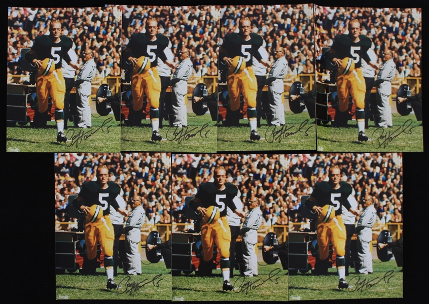 1959-66 Paul Hornung (d.2020) Green Bay Packers Autographed 8"x10" Color Photos (Lot of 7)