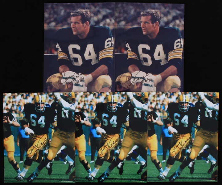 1959-68 Jerry Kramer Green Bay Packers Autographed 8"x10" Color Photos (Lot of 5)