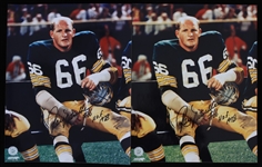 1959-72 Ray Nitschke (d.1998) Green Bay Packers Autographed 8"x10" Color Photos (Lot of 2)