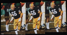 1959-72 Ray Nitschke (d.1998) Green Bay Packers Autographed 8"x10" Color Photos (Lot of 3)
