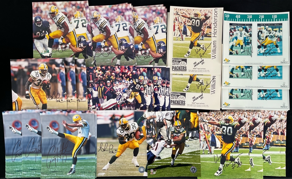 1990s-2000s Robert Ferguson William Henderson Ahman Green and More Green Bay Packers Autographed 8"x10" Color Photos (Lot of 45)