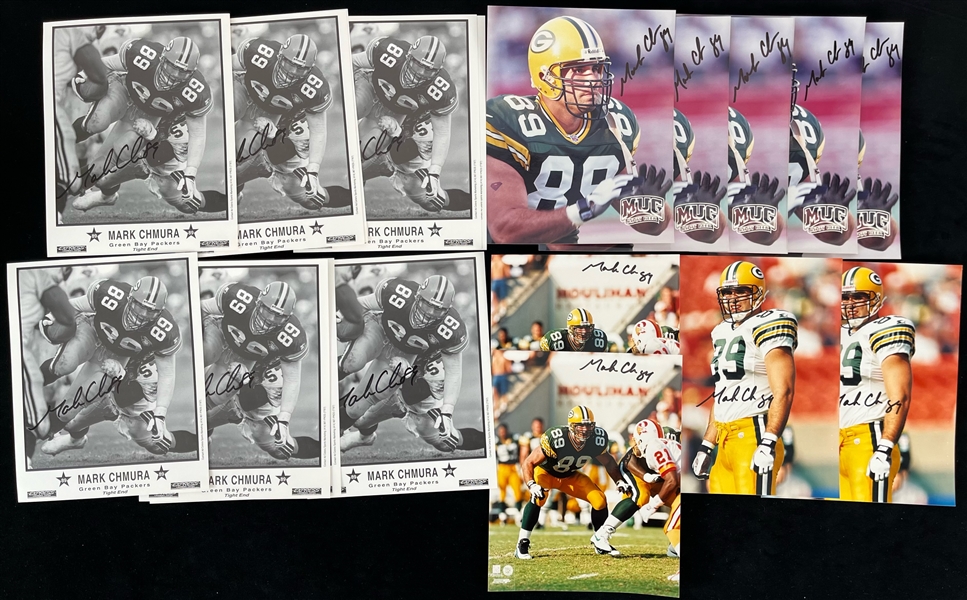 1993-1999 Mark Chmura Green Bay Packers Autographed 8"x10" Photos (Lot of 19)