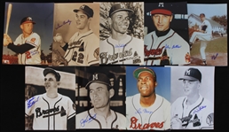 1950s-1960s Frank Bolling Gene Conley Joe Adcock and More Milwaukee Braves Autographed 8"x10" Photos. (Lot of 9)