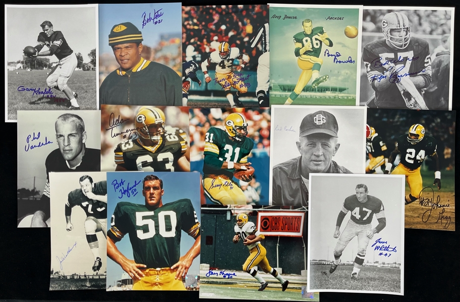 1950s-1990s Gary Knafele Jim Taylor Bob Long Adam Timmerman and More Autographed 8"x10" Photos (Lot of 32)