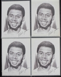 1971-1975 Kareem Abdul-Jabbar Milwaukee Bucks White Hen Pantry 8"x10" B&W Print (Lot of 4)