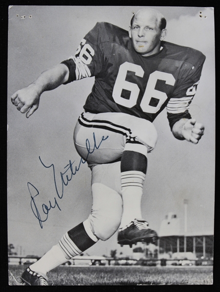 1958-1972 Ray Nitschke (d.1998) Green Bay Packers Autographed 4"x5.5" B&W Photo