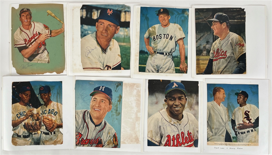 1950s-60s Baseball Signed Cut Magazine Photo Scrapbook Pages - Lot of 39 w/ Ted Williams, Willie Mays, Ernie Banks, Eddie Mathews & More (JSA)