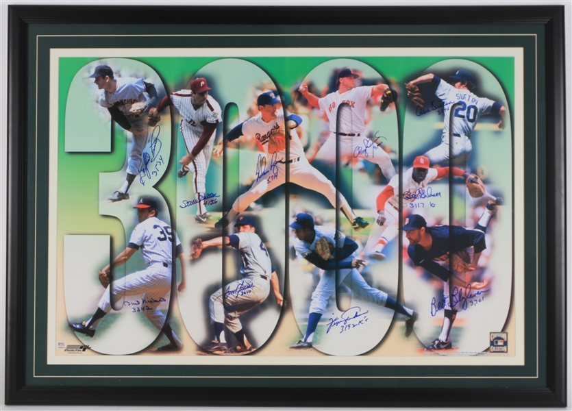 1998 Nolan Ryan, Roger Clemens 3000 Multi-Signed 30.5 x 42.5 Framed Lithograph (PSA/DNA)