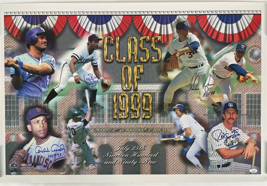 1999 Robin Yount, Ryan, Brett, Cepeda "Class of 1999" Signed 23x35 Print *JSA*