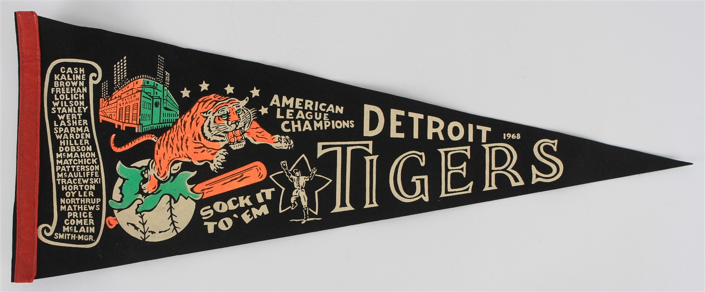 1968 Detroit Tigers Sock It To Em Full Size Pennant 