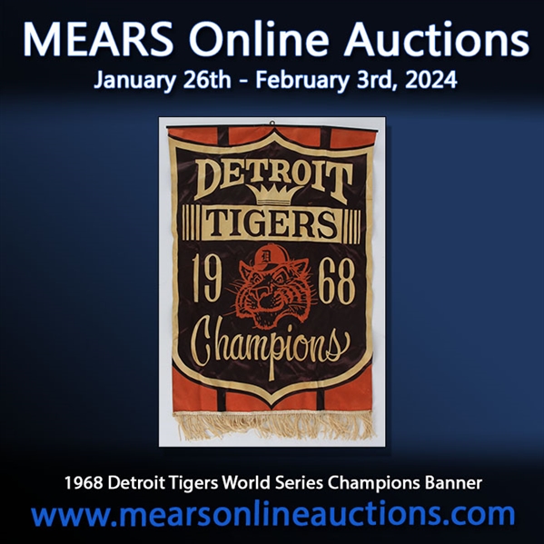 1968 Detroit Tigers 19x29 World Series Champions Banner 