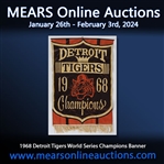 1968 Detroit Tigers 19x29 World Series Champions Banner 