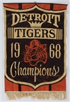 1968 Detroit Tigers 19x29 World Series Champions Banner 