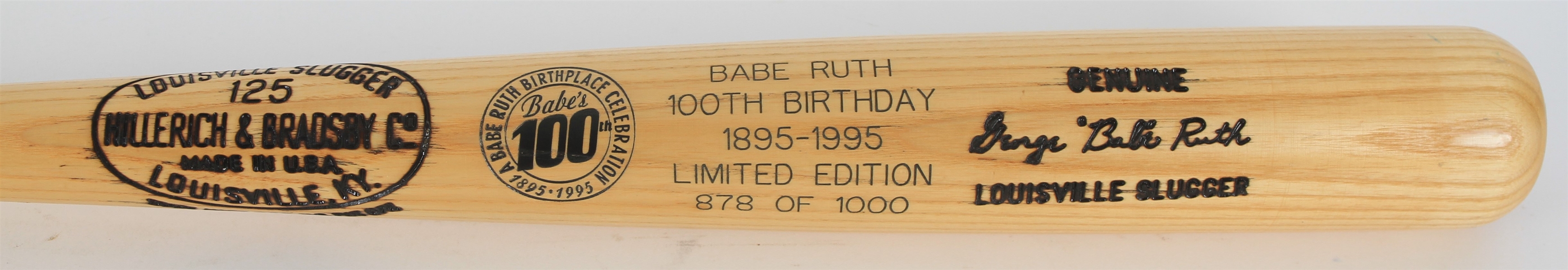 1995 Babe Ruth New York Yankees 100th Birthday Commemorative H&B Louisville Slugger Baseball Bat