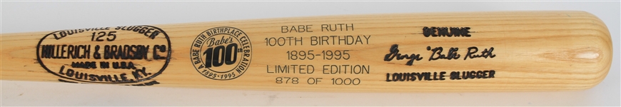 1995 Babe Ruth New York Yankees 100th Birthday Commemorative H&B Louisville Slugger Baseball Bat