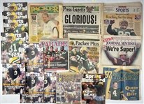 1996-97 Green Bay Packers Super Bowl Publication Collection - Lot of 55 w/ Newspapers & Magazines