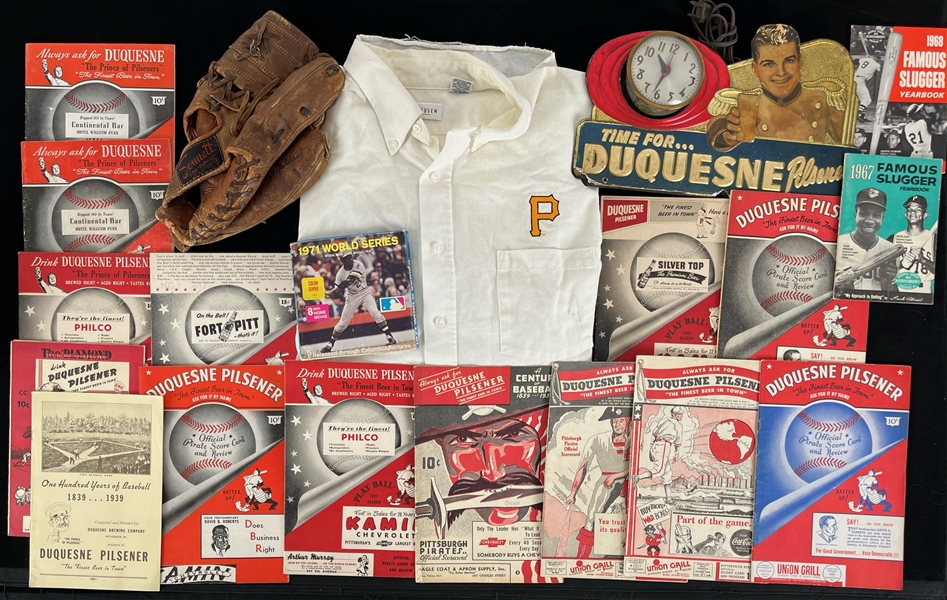 1930s-1960s Pittsburgh Pirates Duquesne Beer Sponsored Scorecards, Yearbooks, Advertising Sign (Lot of 19)