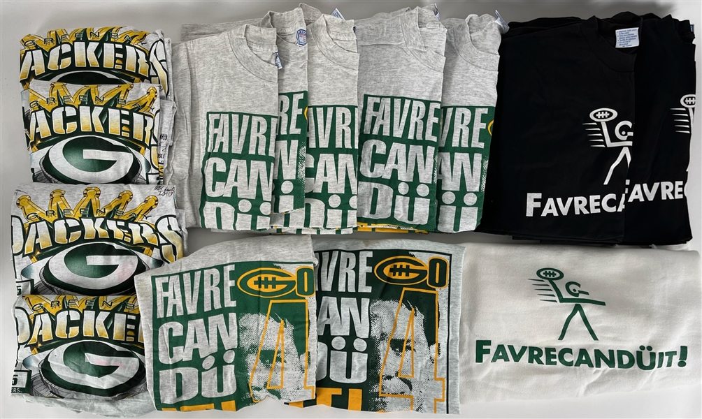 1990s Brett Favre Green Bay Packers "Favrecanduit" T-shirts & more (Lot of 30+)