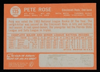 1964 Pete Rose Cincinnati Reds Topps #125 Baseball Trading Card 