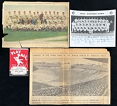 1929-65 Chicago Cubs Memorabilia Collection - Lot of 4 w/ Play Ball Booklet, Newspaper Photo, Newspaper Page & Signed Team Photo