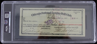 1917 Fred Merkle Chicago Cubs Signed Team Check (PSA Slabbed)