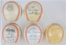 1970s-90s Wrigley Field 1945 21x25 Framed Print w/ Signed Chicago Cubs Baseballs with Curt Flood (Lot of 6)