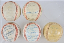 1970s-90s Wrigley Field 1945 21x25 Framed Print w/ Signed Chicago Cubs Baseballs with Curt Flood (Lot of 6)