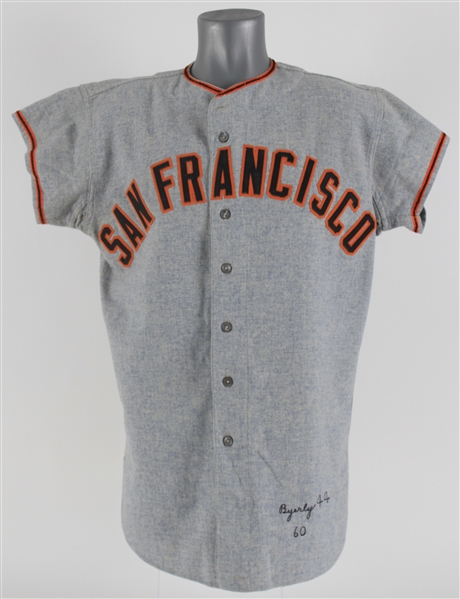 1960 Bud Byerly / Sherman Jones San Francisco Giants Game Worn Road Jersey (MEARS LOA)