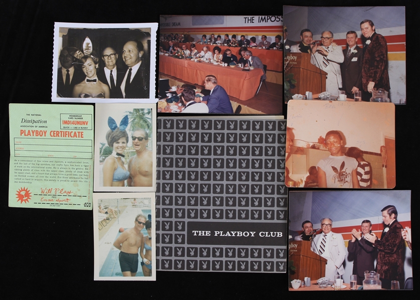 1960s 2.5"x3.5" and 4"x5" Colored Photos Playboy Club Pamphlet and More (Lot of 9)