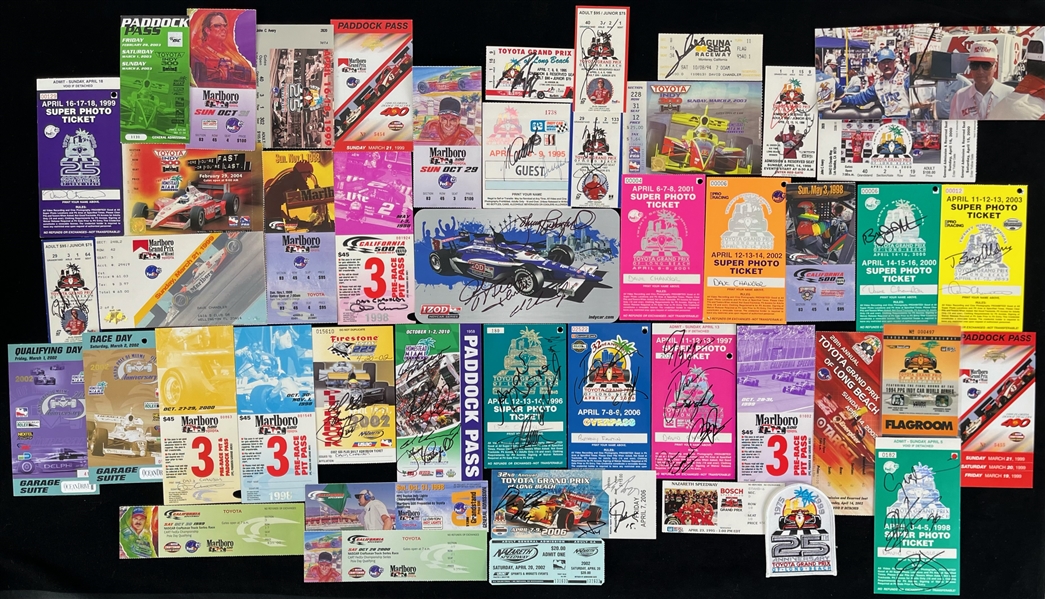 1990s-2000s Indy Car Racing Ticket Collection - Lot of 46 w/ 17 Signed
