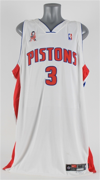 2001-02 Ben Wallace Detroit Pistons Signed Game Worn Home Jersey (MEARS A5/JSA)