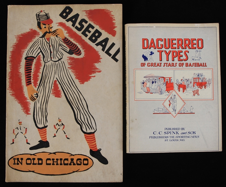 1939-51 Baseball In Old Chicago & CC Spink Daguerreo Types of Great Stars of Baseball - Lot of 2