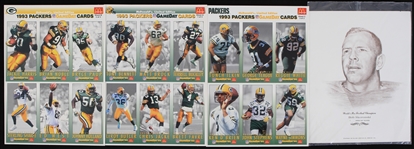 1967-1993 Bob Skoronski Lionel Aldridge Brett Favre and More Green Bay Packers 8"x10" Prints and Trading Cards (Lot of 5)