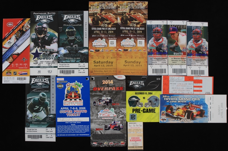 1979-2014 Baseball Football Boxing Auto Racing Hockey Ticket Collection - Lot of 15