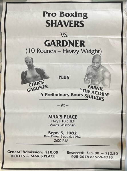 1982-2000 Boxing Poster Collection - Lot of 2 w/ Earnie Shavers vs Chuck Gardner Fight Poster & The Boxing Prince Movie Poster
