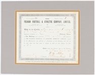 1905 Fulham Football & Athletic Company Limited 11" x 14" Matted Stock Certificate