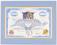 1997 Florida Panthers 11" x 14" Matted Stock Certificate