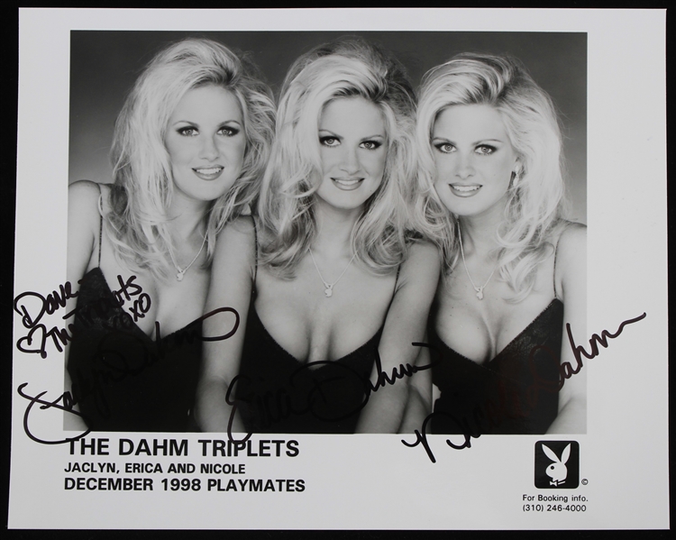 1998 The Dahm Triplets December Playmates of the Month Signed 8" x 10" Photo