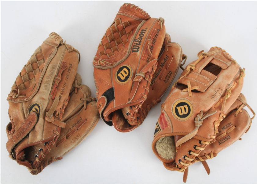 1980s George Brett Kansas City Royals Player Endorsed Store Model Wilson Baseball Mitts - Lot of 3