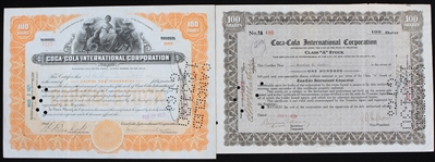 1925-29 Coca Cola Stock Certificates (Lot of 2)