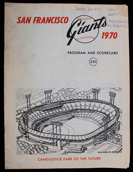 1970 Chicago Cubs vs San Francisco Game Program and Scorecard